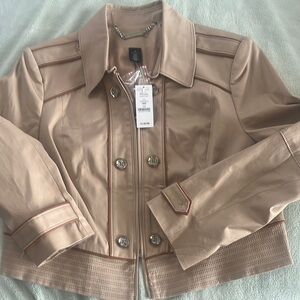 White House Black Market Tan Utility Jacket with Military Style